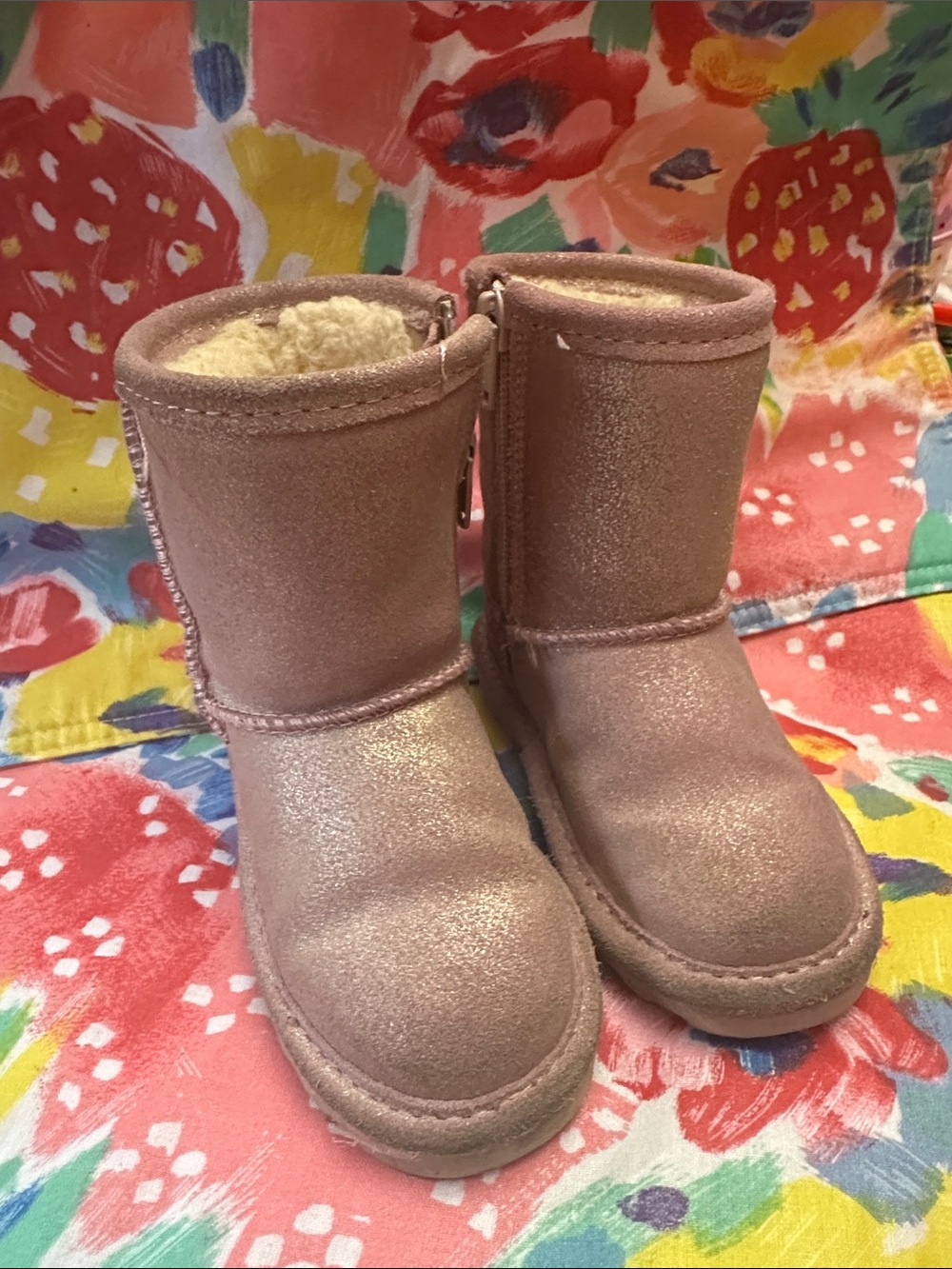 BearPaw Kids Sparkle Pink Faux-Fur Winter Boots